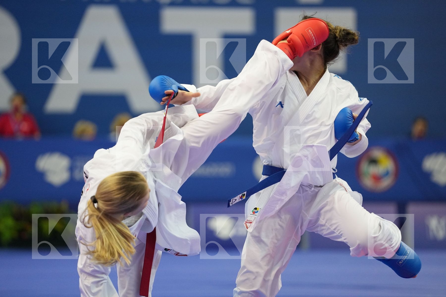 GORANOVA IVET (BULGARIA), CHERNYSHEVA ANNA (RUSSIAN FEDERATION) in Olympic Category - Kumite Female -55 KG - Round Robin bout