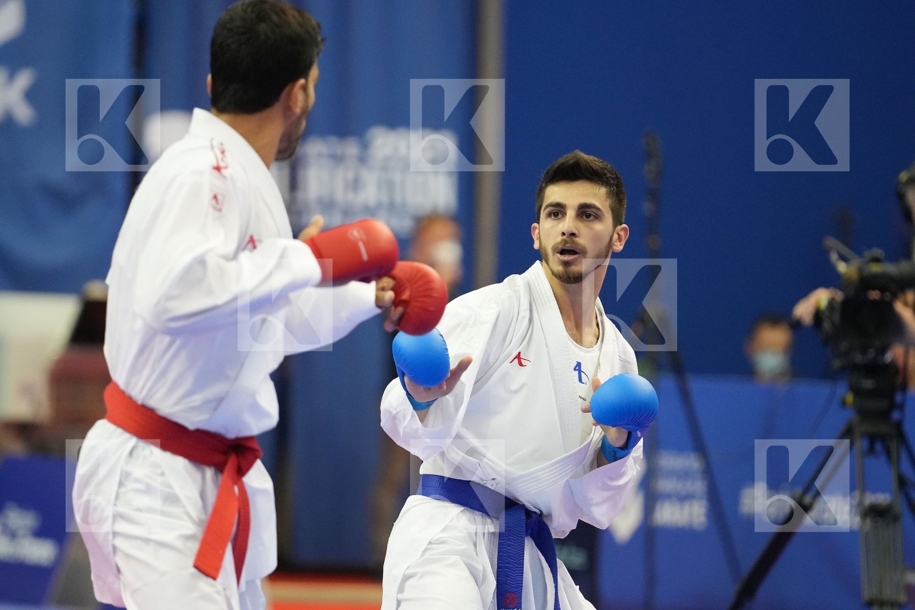 SAMDAN ERAY (TURKEY), ALMASATFA ABDEL RAHMAN (JORDAN) in Olympic Category - Kumite Male -67 KG - Round Robin bout