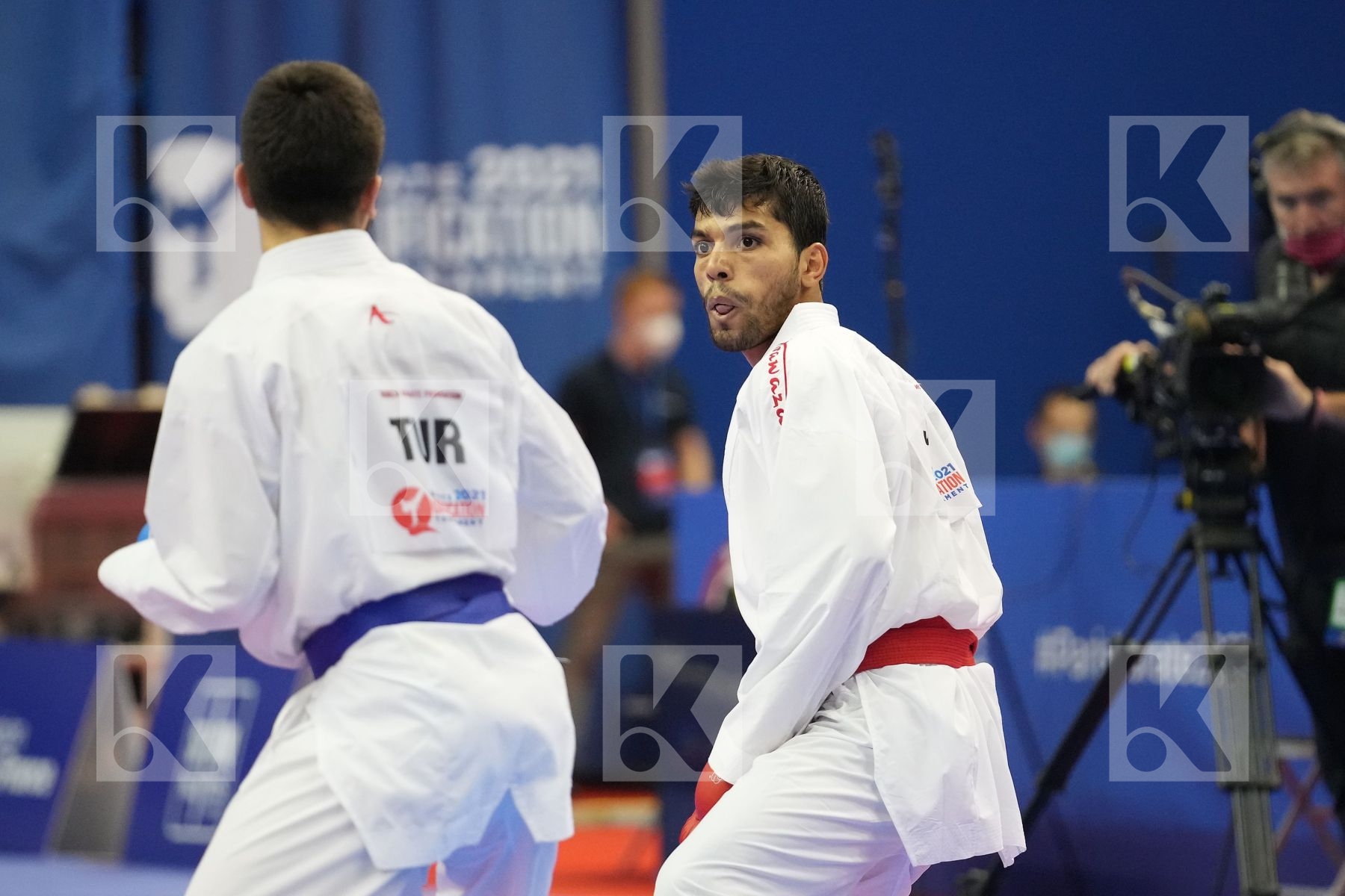 SAMDAN ERAY (TURKEY), ALMASATFA ABDEL RAHMAN (JORDAN) in Olympic Category - Kumite Male -67 KG - Round Robin bout