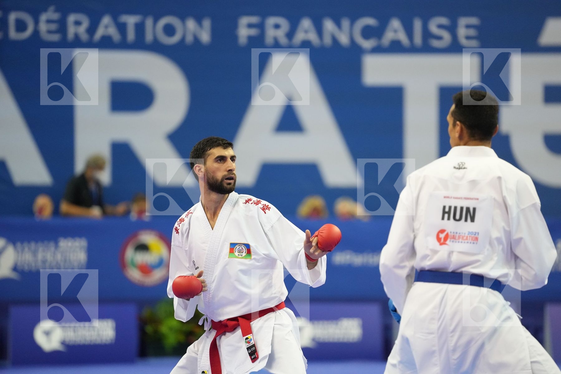 FARZALIYEV FIRDOVSI (AZERBAIJAN), TADISSI YVES MARTIAL (HUNGARY) in Olympic Category - Kumite Male -67 KG - Round Robin bout