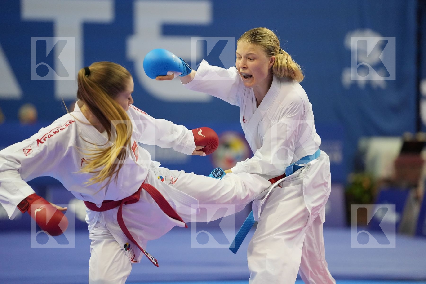 CHERNYSHEVA ANNA (RUSSIAN FEDERATION), BANASZCZYK DOROTA (POLAND) in Olympic Category - Kumite Female -55 KG - Round Robin bout