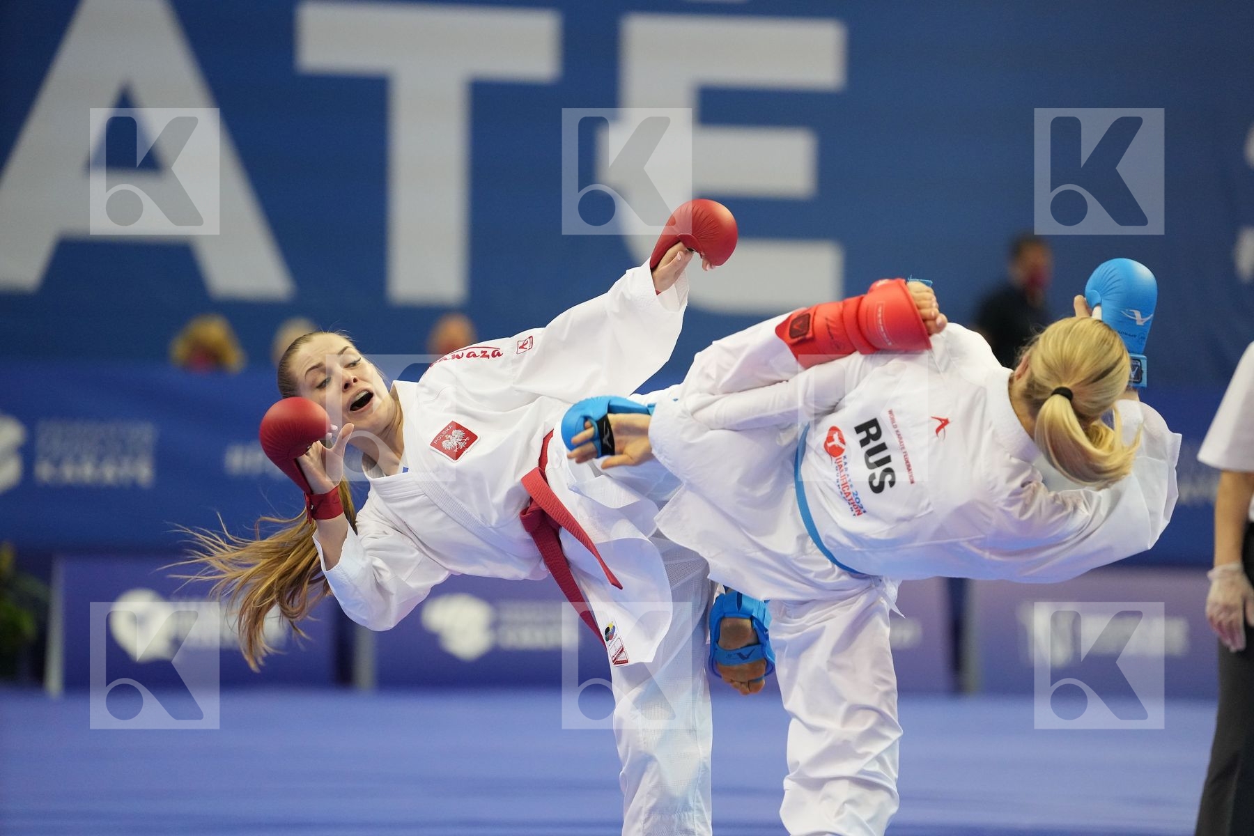 CHERNYSHEVA ANNA (RUSSIAN FEDERATION), BANASZCZYK DOROTA (POLAND) in Olympic Category - Kumite Female -55 KG - Round Robin bout