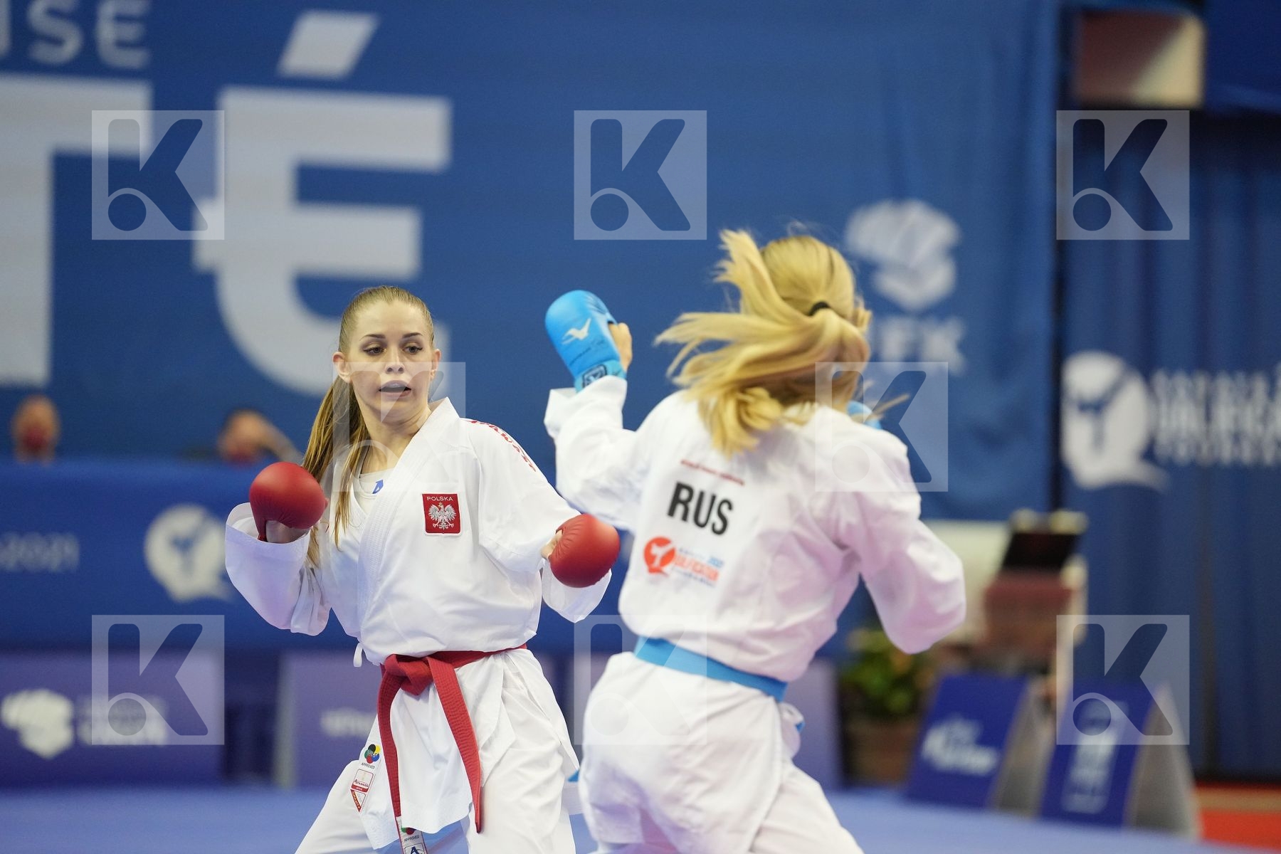 CHERNYSHEVA ANNA (RUSSIAN FEDERATION), BANASZCZYK DOROTA (POLAND) in Olympic Category - Kumite Female -55 KG - Round Robin bout