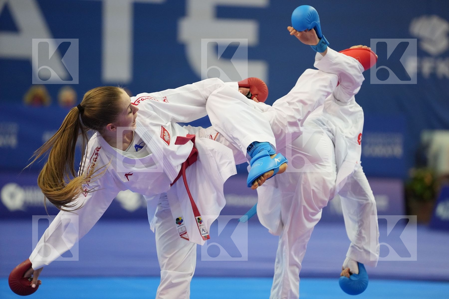 CHERNYSHEVA ANNA (RUSSIAN FEDERATION), BANASZCZYK DOROTA (POLAND) in Olympic Category - Kumite Female -55 KG - Round Robin bout