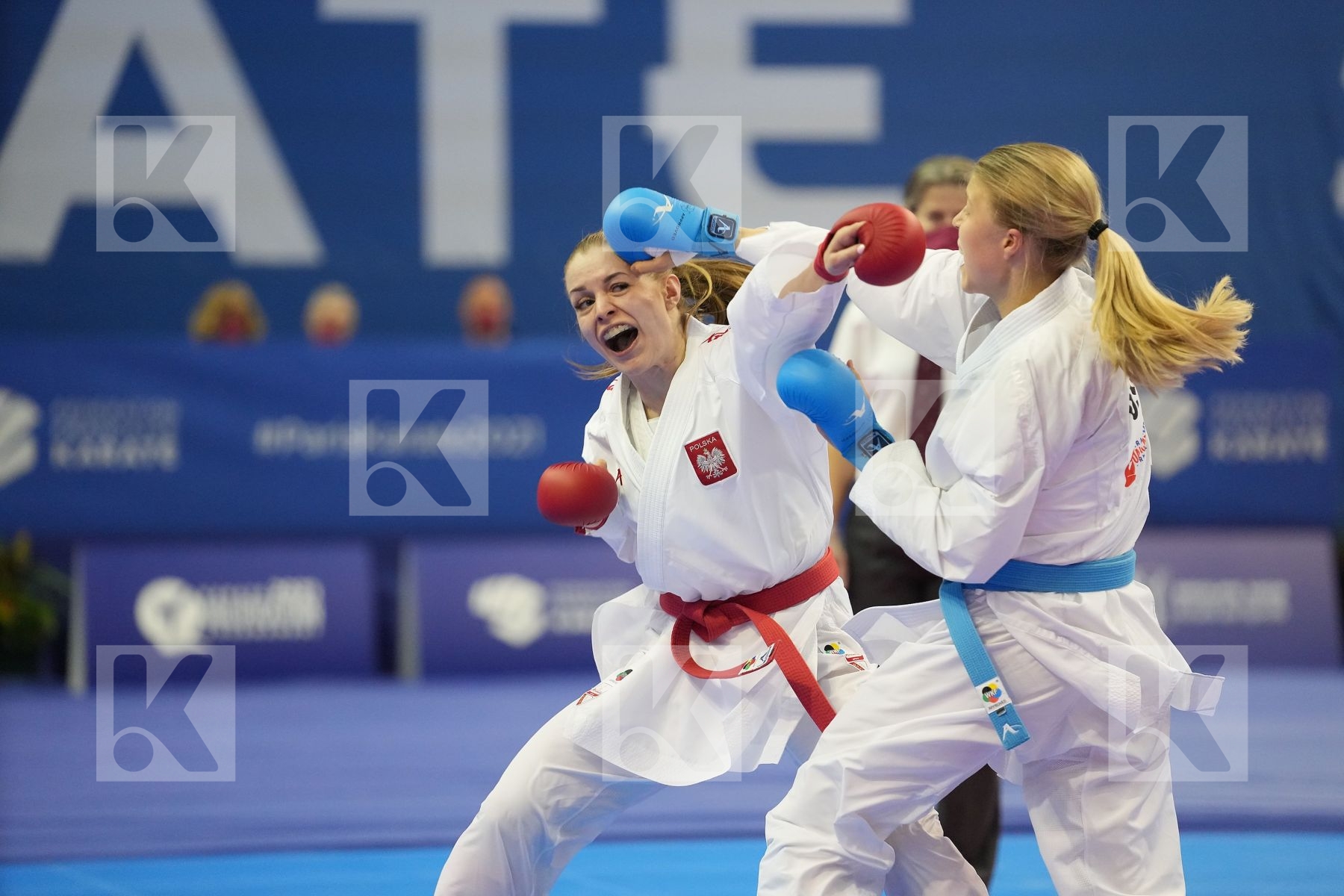 CHERNYSHEVA ANNA (RUSSIAN FEDERATION), BANASZCZYK DOROTA (POLAND) in Olympic Category - Kumite Female -55 KG - Round Robin bout