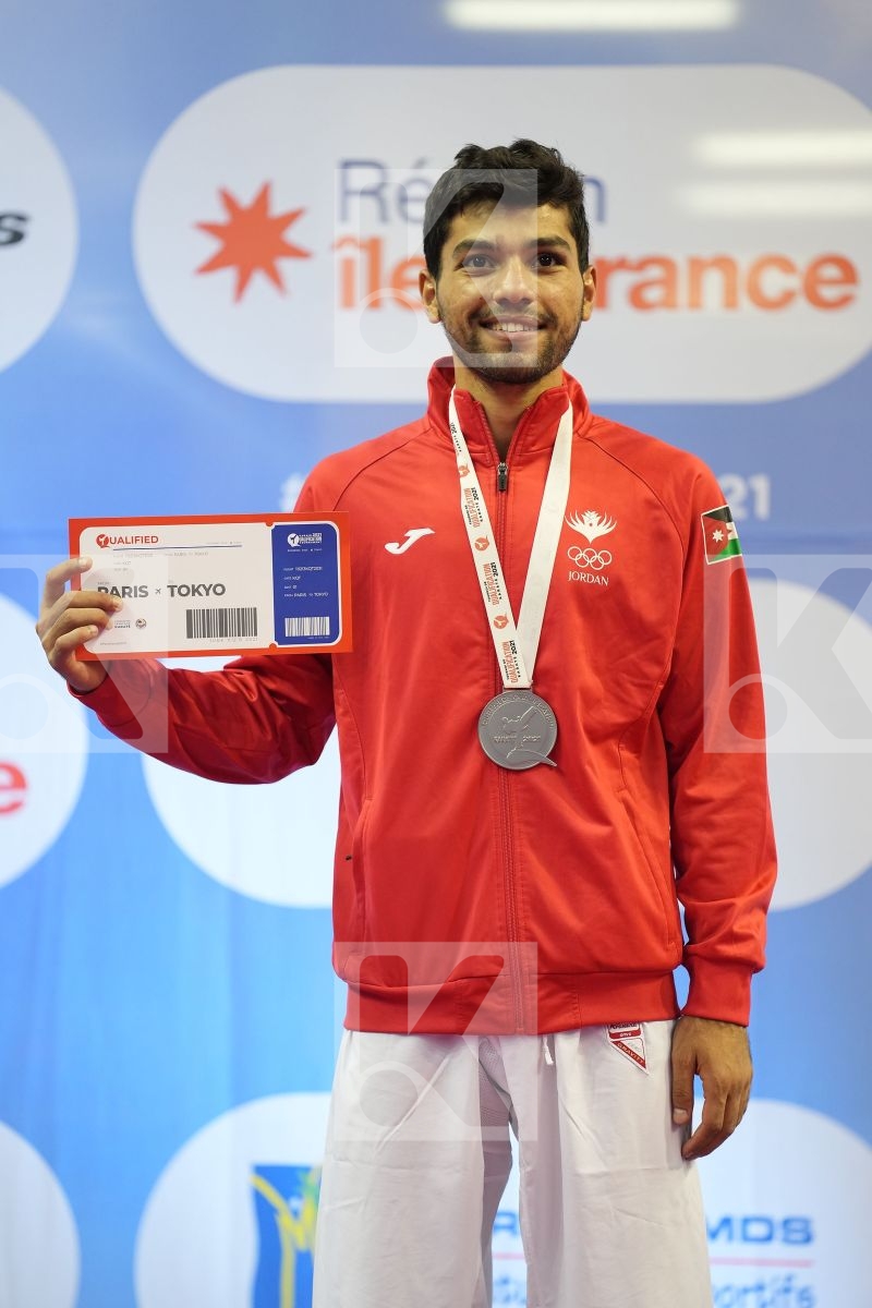 ALMASATFA ABDEL RAHMAN (JORDAN) in Olympic Category - Kumite Male -67 KG - Podium ceremony