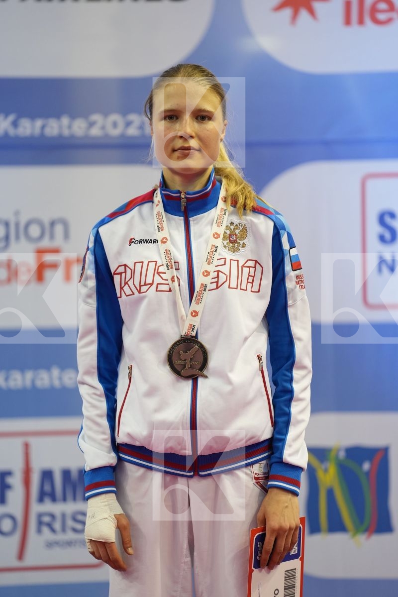 CHERNYSHEVA ANNA (RUSSIAN FEDERATION) in Olympic Category - Kumite Female -55 KG - Podium ceremony