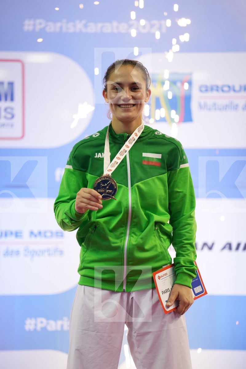 GORANOVA IVET (BULGARIA) in Olympic Category - Kumite Female -55 KG - Podium ceremony