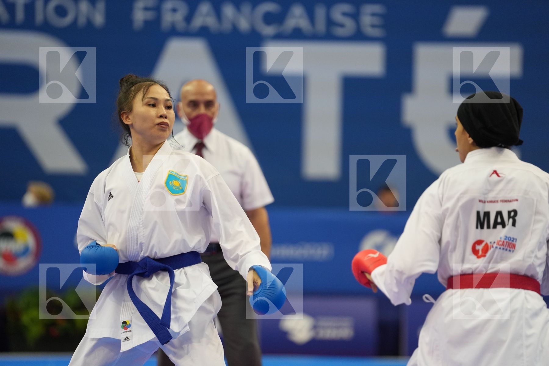 SADINI BTISSAM (MOROCCO), ZAKHAROVA SABINA (KAZAKHSTAN) in Olympic Category - Kumite Female -61 KG - Round Robin bout