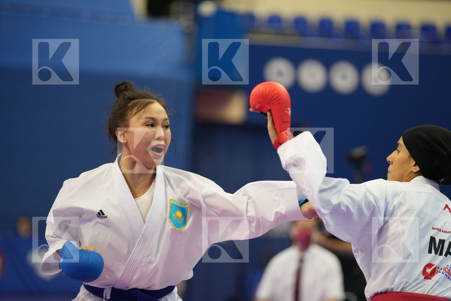 SADINI BTISSAM (MOROCCO), ZAKHAROVA SABINA (KAZAKHSTAN) in Olympic Category - Kumite Female -61 KG - Round Robin bout