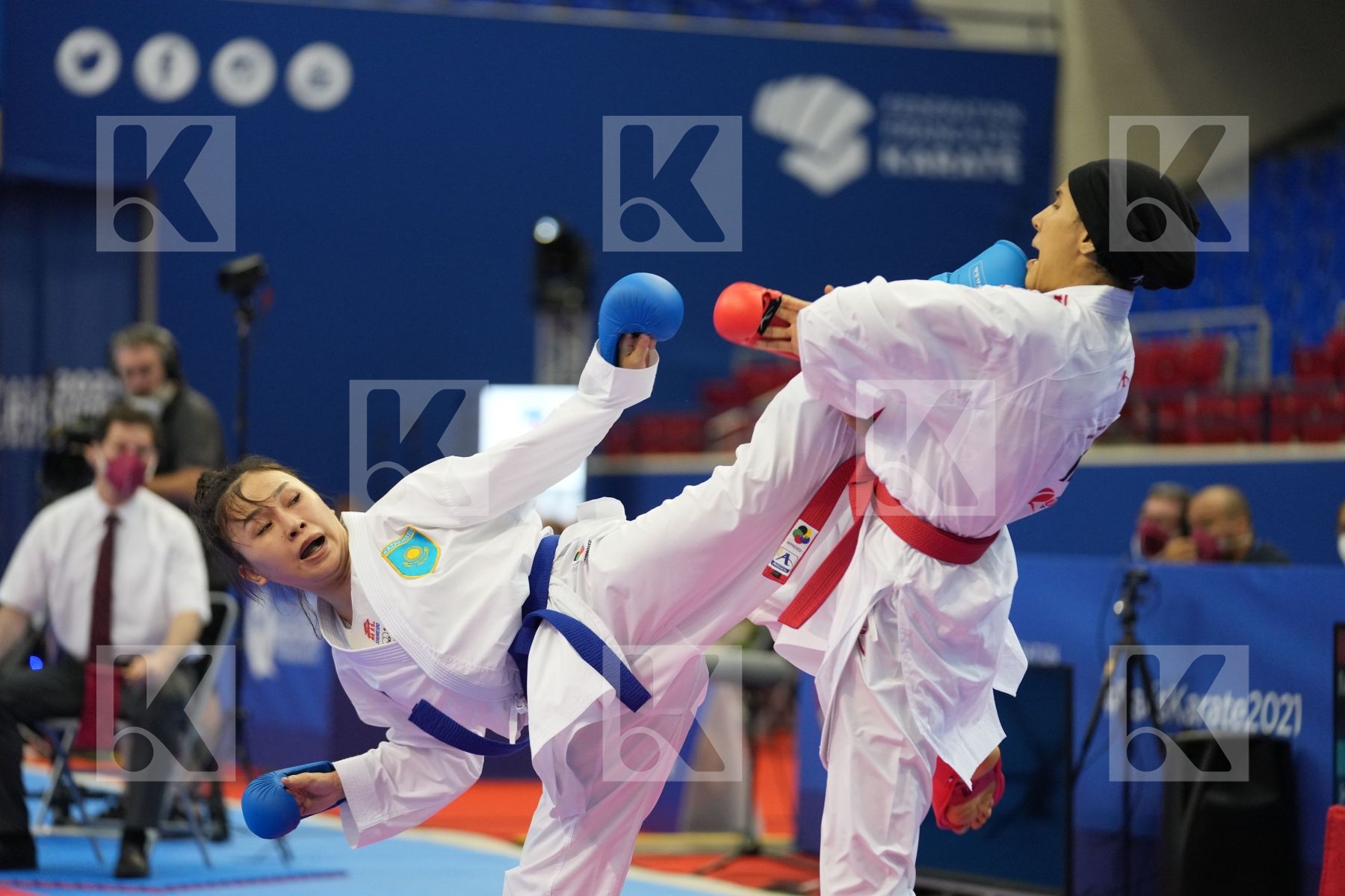 SADINI BTISSAM (MOROCCO), ZAKHAROVA SABINA (KAZAKHSTAN) in Olympic Category - Kumite Female -61 KG - Round Robin bout