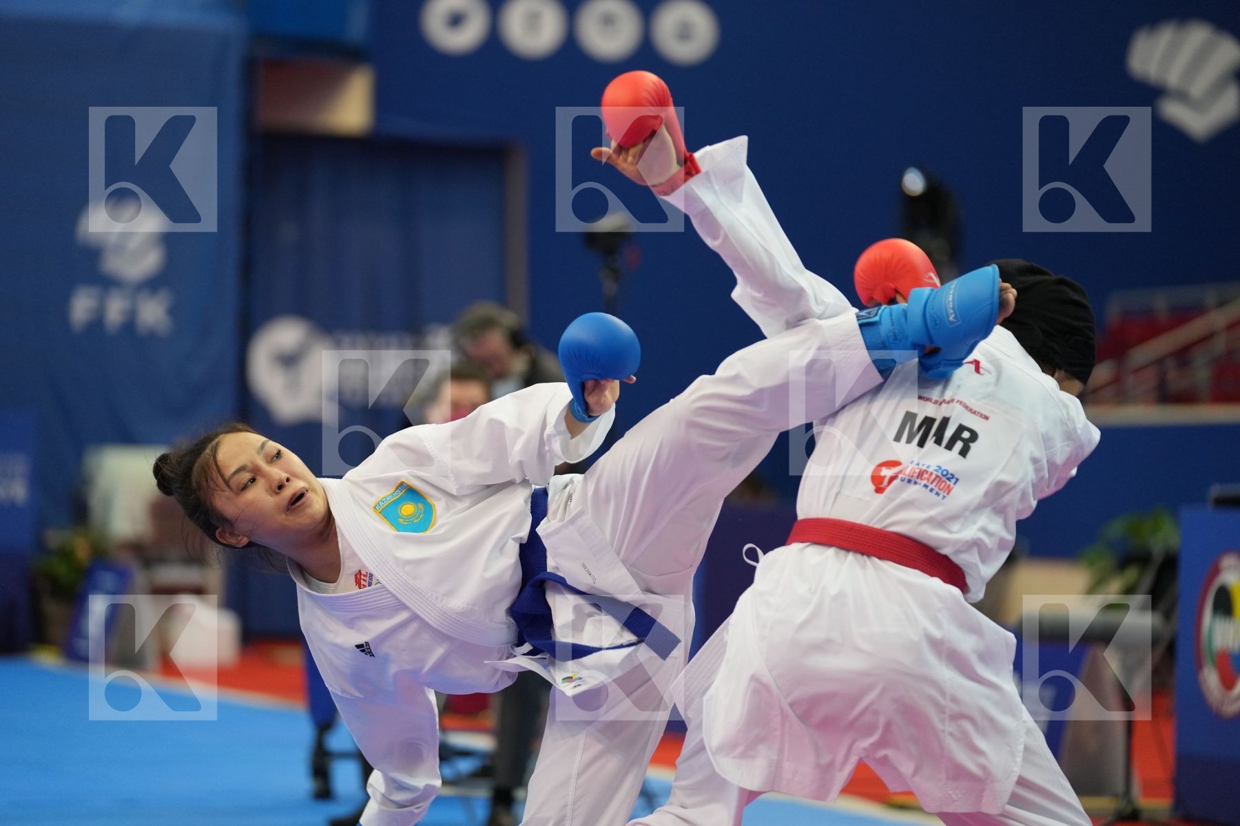 SADINI BTISSAM (MOROCCO), ZAKHAROVA SABINA (KAZAKHSTAN) in Olympic Category - Kumite Female -61 KG - Round Robin bout