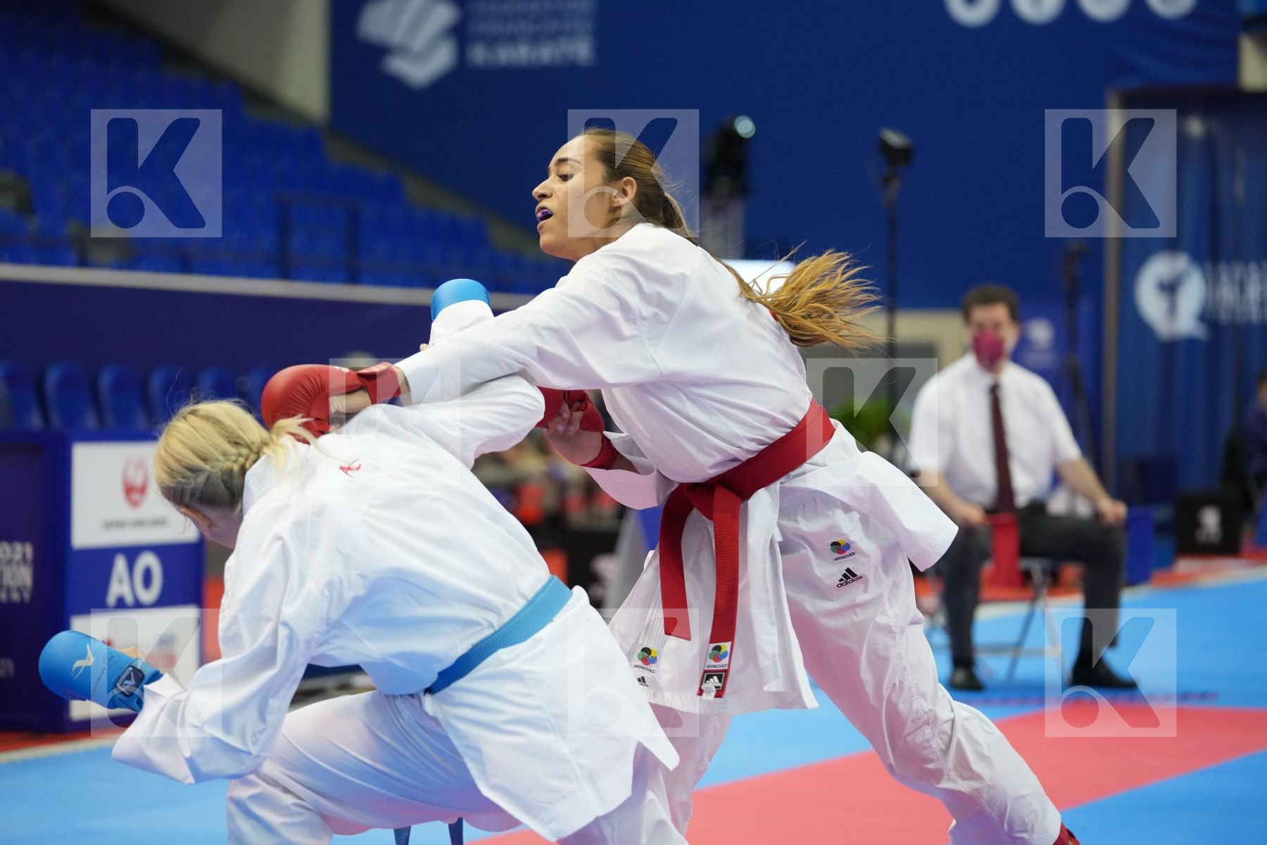 SEROGINA ANITA (UKRAINE), GARCES SEQUERA CLAUDYMAR (VENEZUELA) in Olympic Category - Kumite Female -61 KG - Round Robin bout