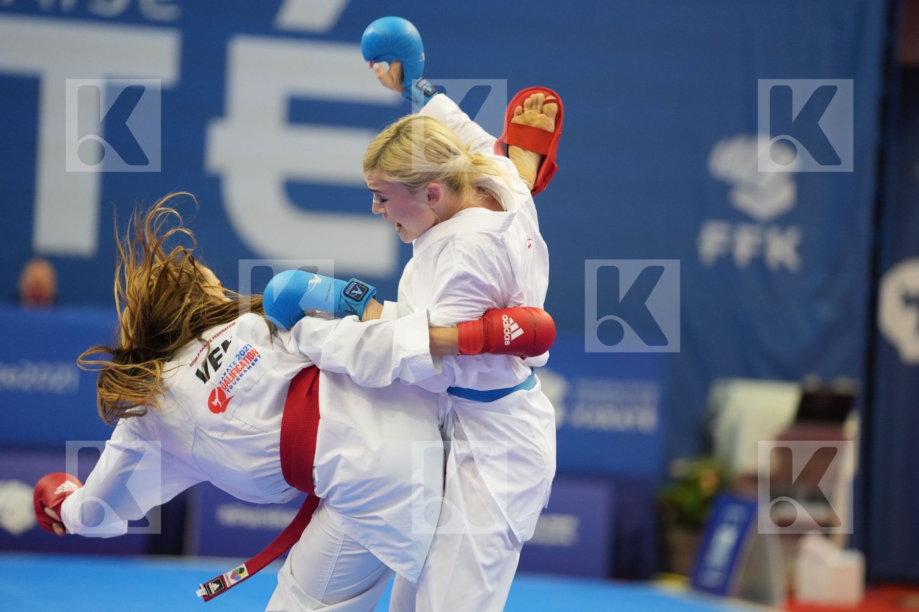 SEROGINA ANITA (UKRAINE), GARCES SEQUERA CLAUDYMAR (VENEZUELA) in Olympic Category - Kumite Female -61 KG - Round Robin bout
