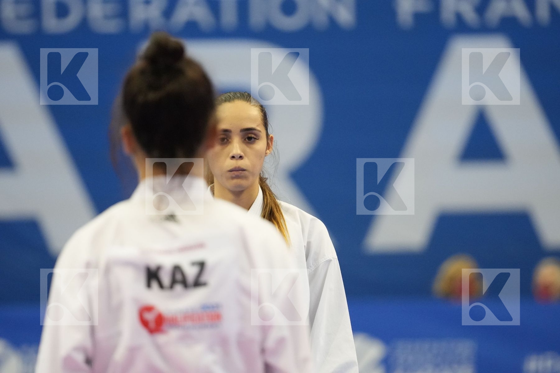 GARCES SEQUERA CLAUDYMAR (VENEZUELA), ZAKHAROVA SABINA (KAZAKHSTAN) in Olympic Category - Kumite Female -61 KG - Round Robin bout