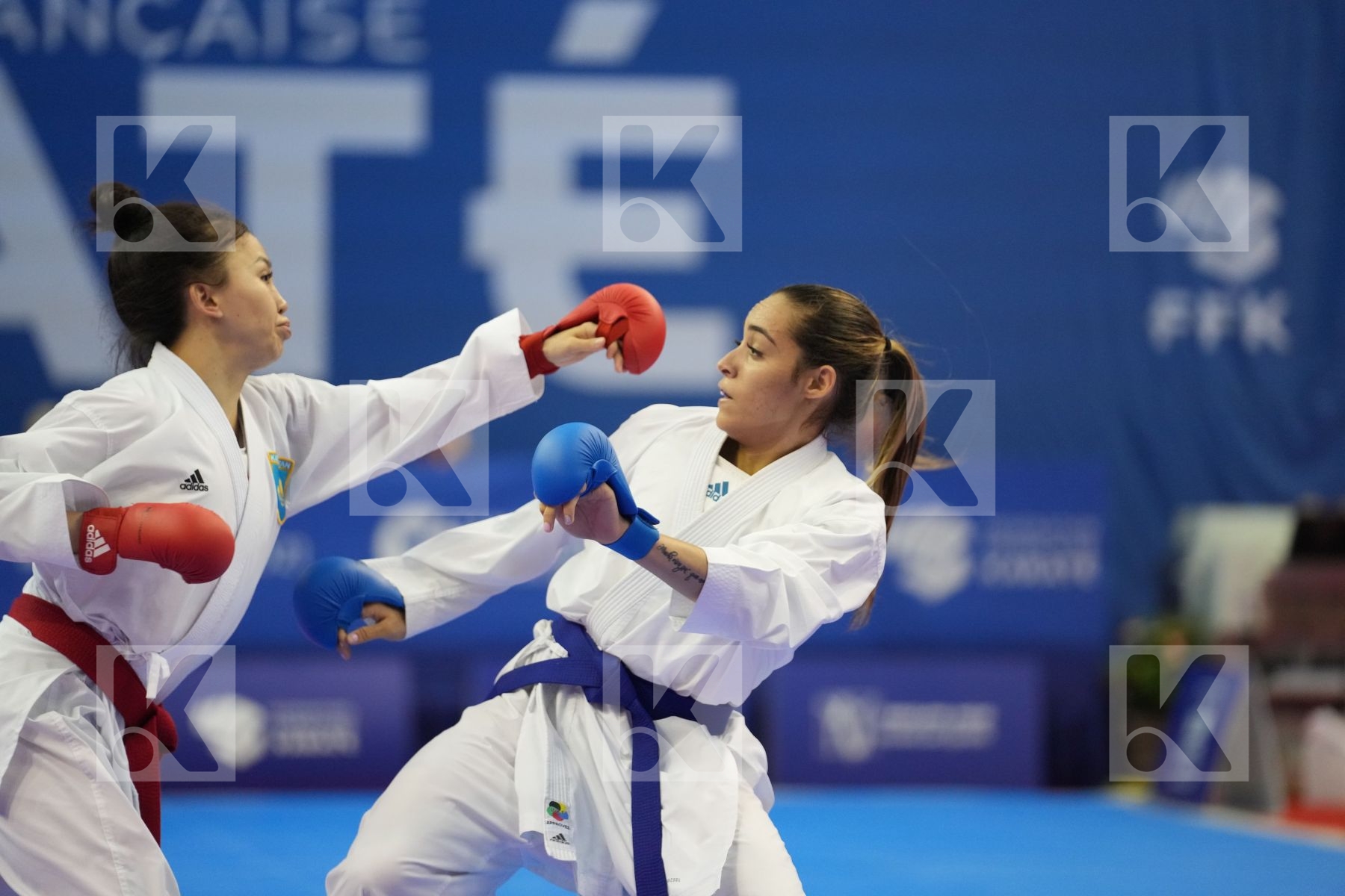GARCES SEQUERA CLAUDYMAR (VENEZUELA), ZAKHAROVA SABINA (KAZAKHSTAN) in Olympic Category - Kumite Female -61 KG - Round Robin bout
