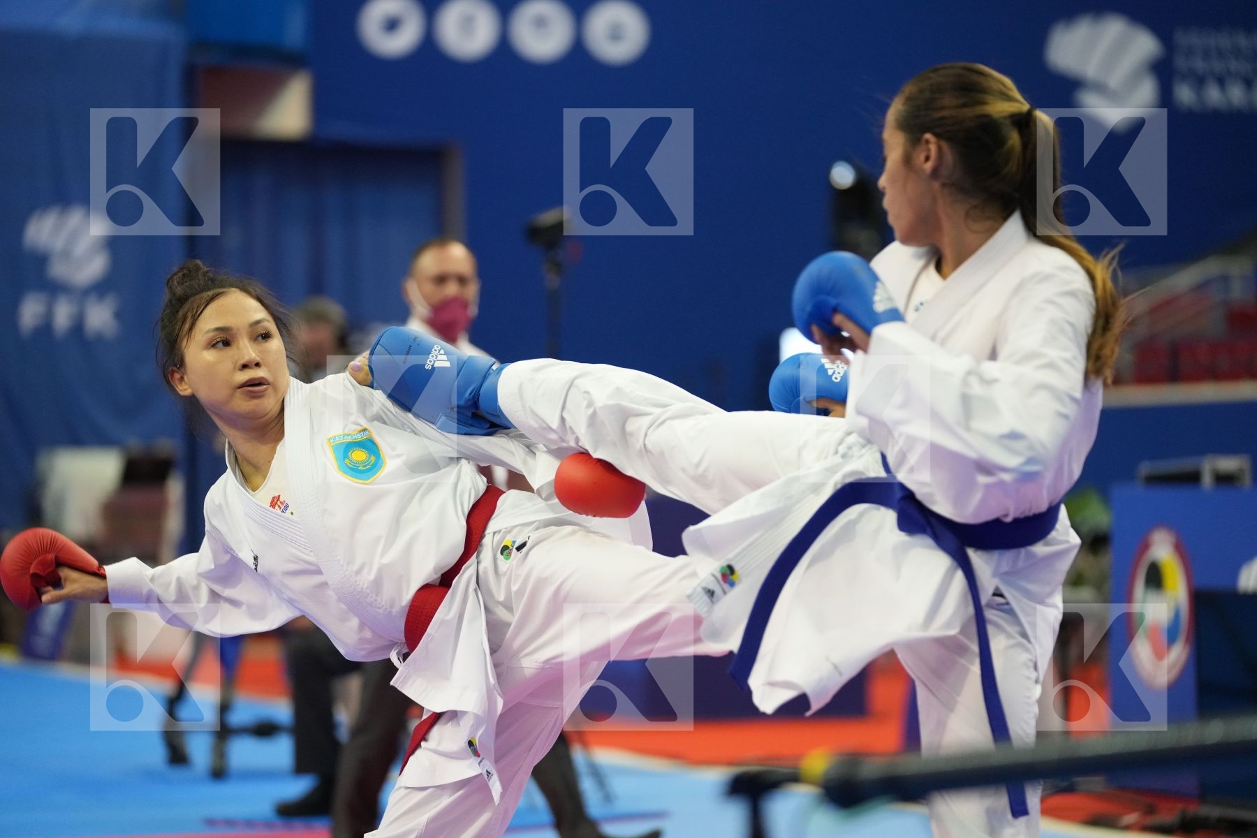 GARCES SEQUERA CLAUDYMAR (VENEZUELA), ZAKHAROVA SABINA (KAZAKHSTAN) in Olympic Category - Kumite Female -61 KG - Round Robin bout