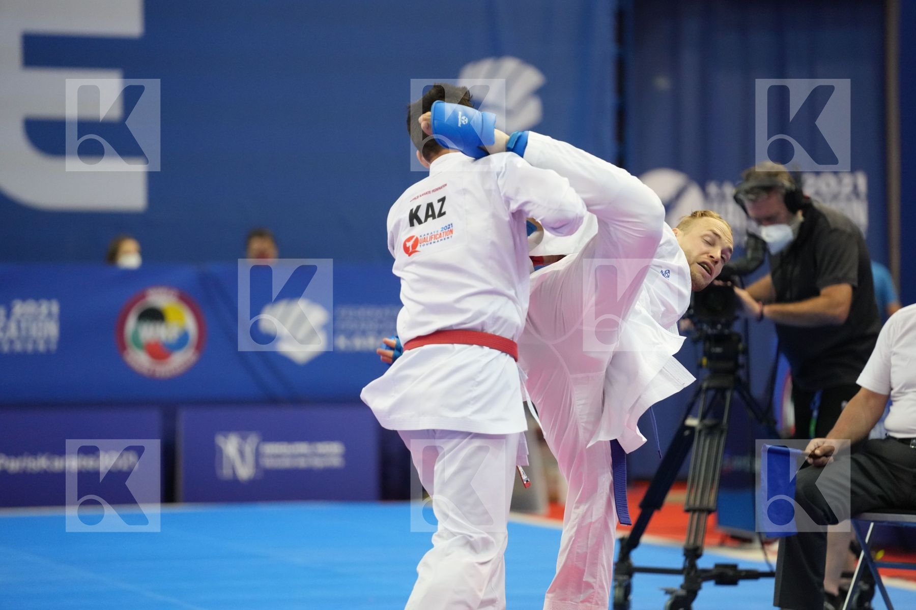 AZHIKANOV NURKANAT (KAZAKHSTAN), BITSCH NOAH (GERMANY) in Olympic Category - Kumite Male -75 KG - Round Robin bout