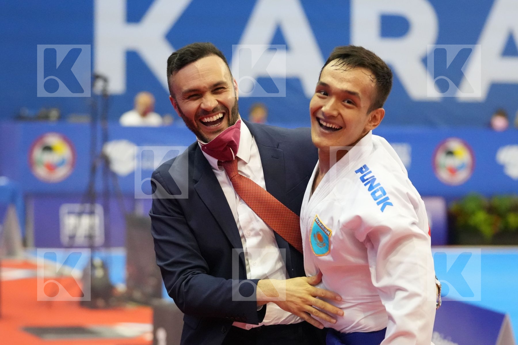 AZHIKANOV NURKANAT (KAZAKHSTAN) in Olympic Category - Kumite Male -75 KG - Round Robin bout