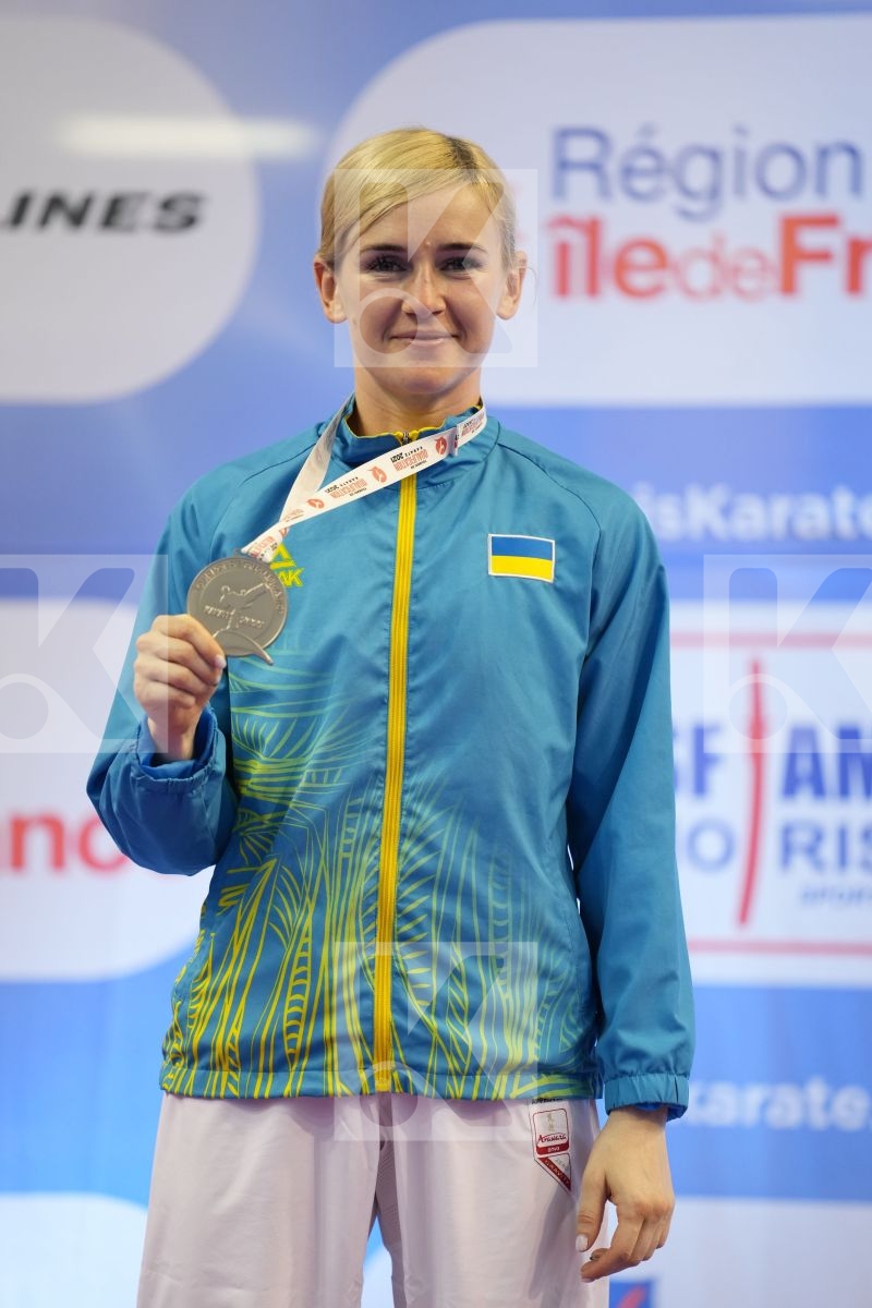 SADINI BTISSAM (MOROCCO), SEROGINA ANITA (UKRAINE), GARCES SEQUERA CLAUDYMAR (VENEZUELA), ZAKHAROVA SABINA (KAZAKHSTAN) in Olympic Category - Kumite Female -61 KG - Podium Ceremony