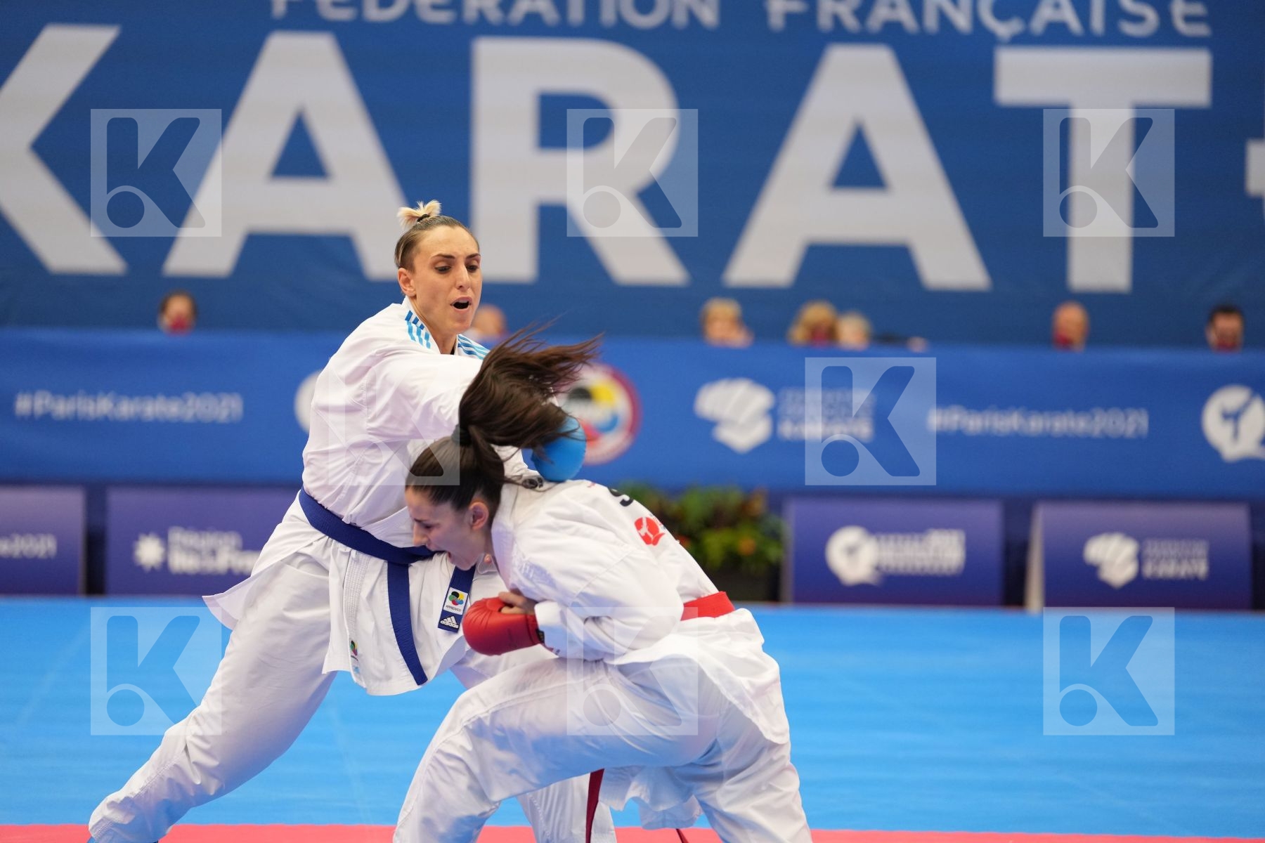 QUIRICI ELENA (SWITZERLAND), SEMERARO SILVIA (ITALY) in Olympic Category - Kumite Female 61+ KG - Round Robin bout