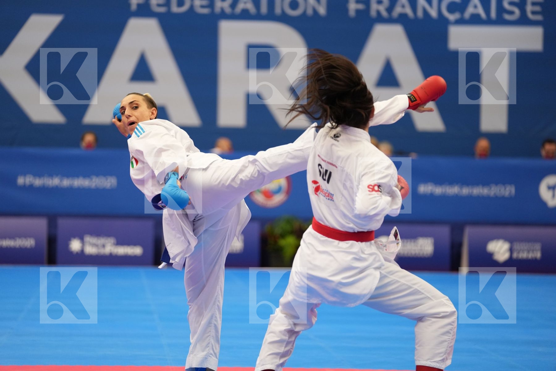 QUIRICI ELENA (SWITZERLAND), SEMERARO SILVIA (ITALY) in Olympic Category - Kumite Female 61+ KG - Round Robin bout