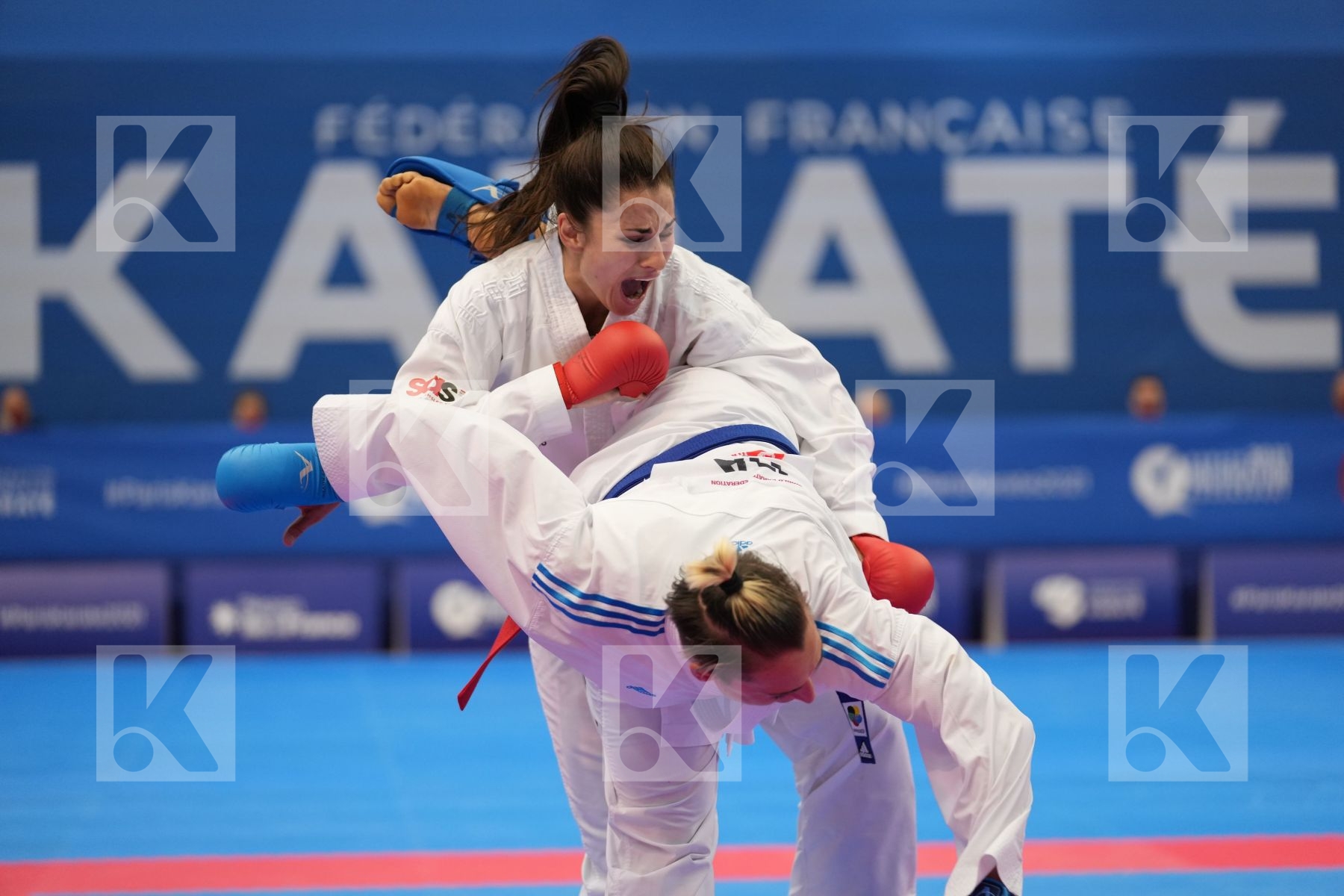 QUIRICI ELENA (SWITZERLAND), SEMERARO SILVIA (ITALY) in Olympic Category - Kumite Female 61+ KG - Round Robin bout