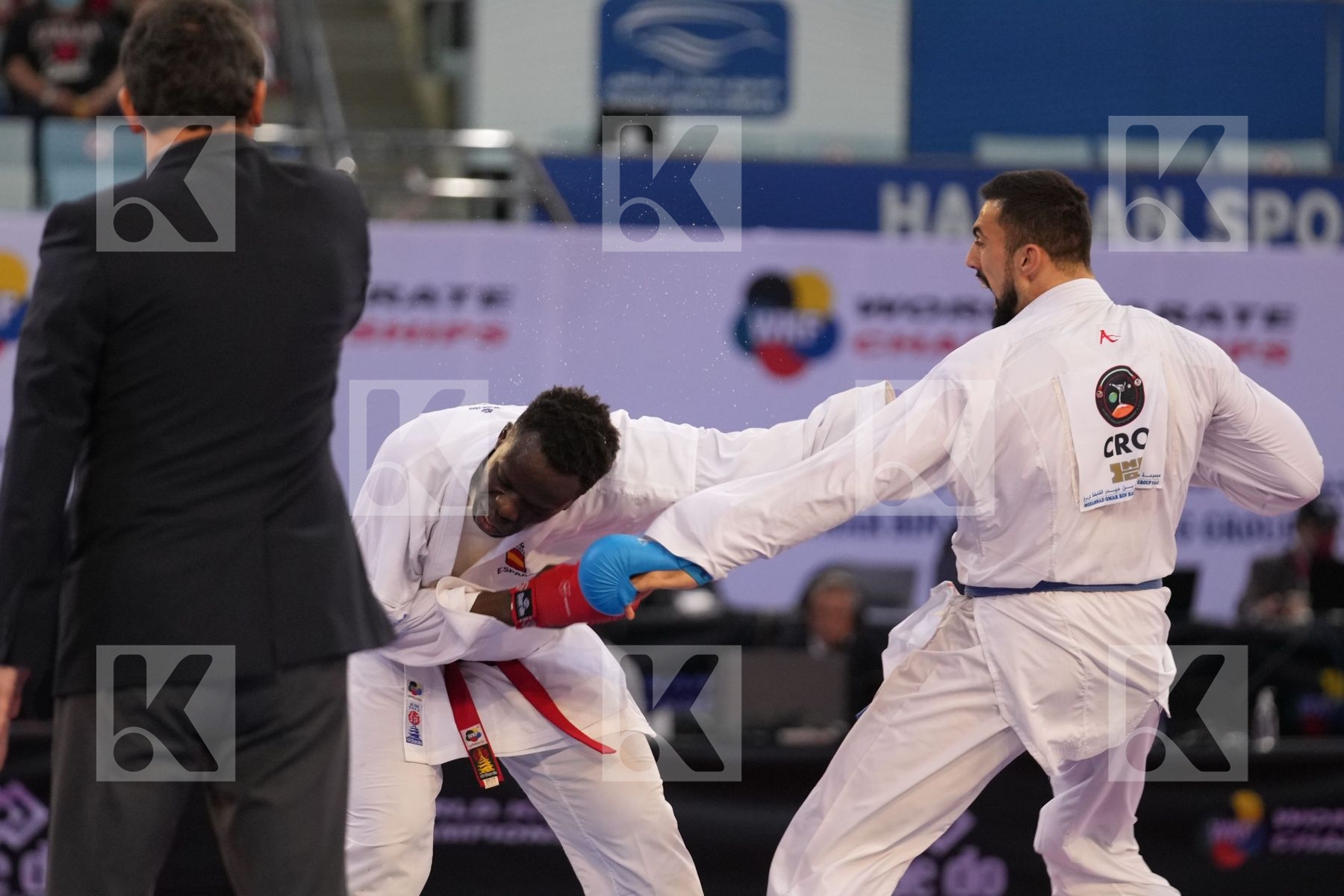 SECK SAKHO BABACAR (SPAIN) vs KVESIC ANDJELO (CROATIA) in Male Kumite 84+ Kg - bronze bout