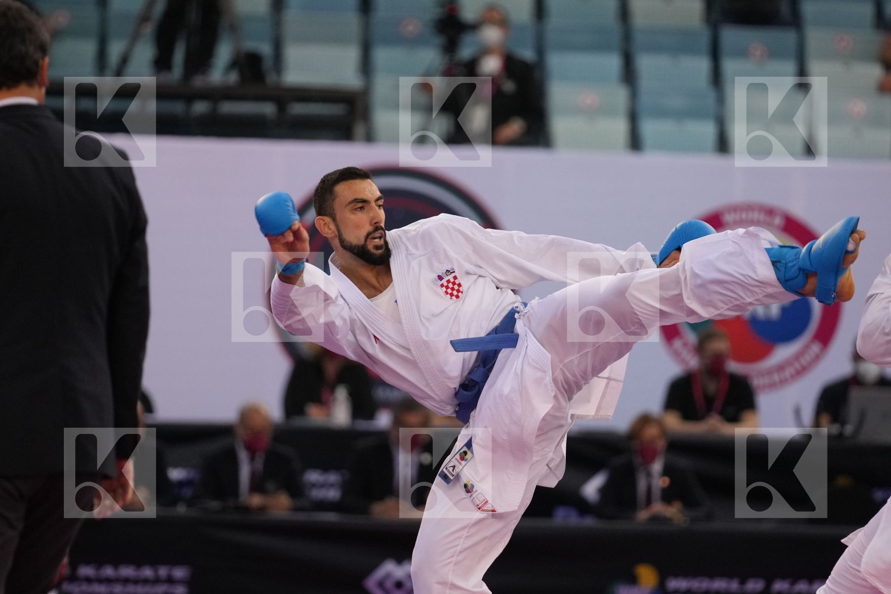 SECK SAKHO BABACAR (SPAIN) vs KVESIC ANDJELO (CROATIA) in Male Kumite 84+ Kg - bronze bout
