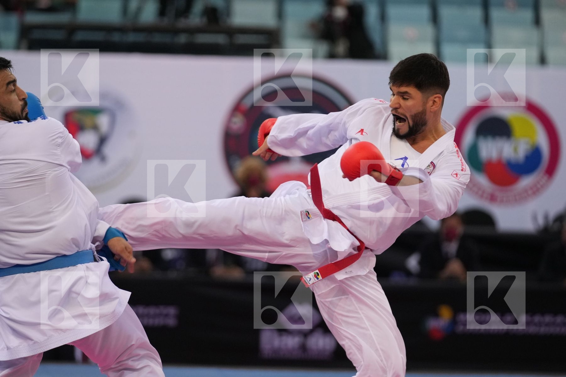 ROJAS RODRIGO (CHILE) vs GURBANLI ASIMAN (AZERBAIJAN) in Male Kumite 84+ Kg - bronze bout