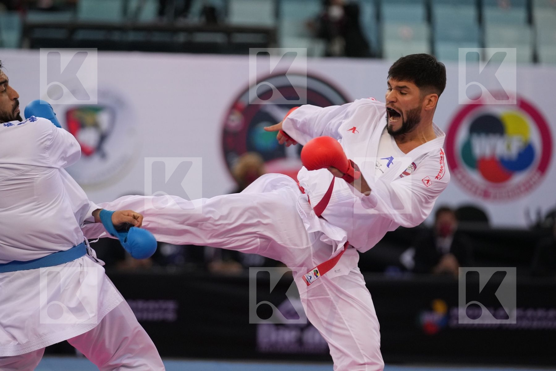 ROJAS RODRIGO (CHILE) vs GURBANLI ASIMAN (AZERBAIJAN) in Male Kumite 84+ Kg - bronze bout