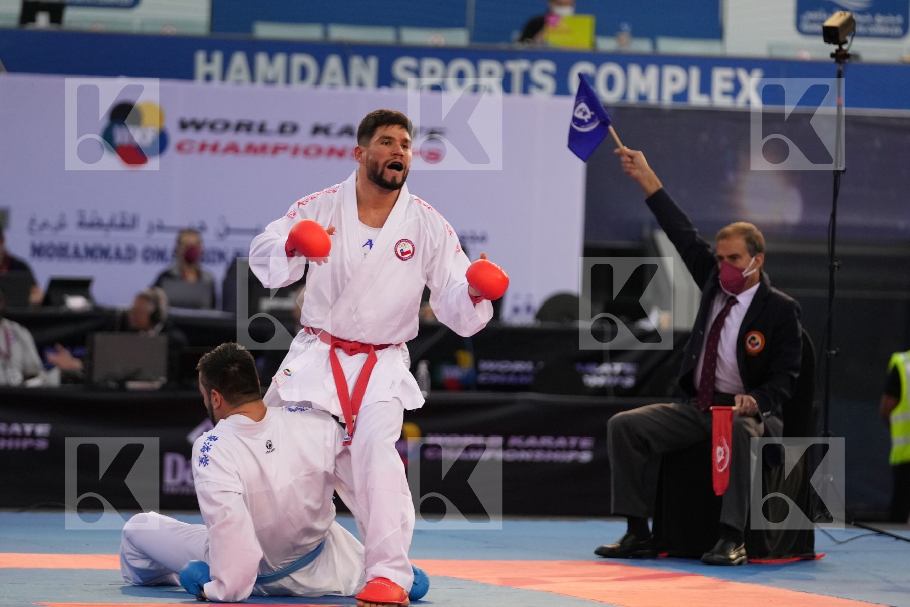 ROJAS RODRIGO (CHILE) vs GURBANLI ASIMAN (AZERBAIJAN) in Male Kumite 84+ Kg - bronze bout