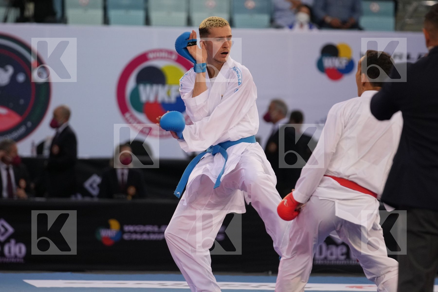 AZHIKANOV NURKANAT (KAZAKHSTAN) vs MAHAUDEN QUENTIN (BELGIUM) in Male Kumite -75 Kg - bronze bout