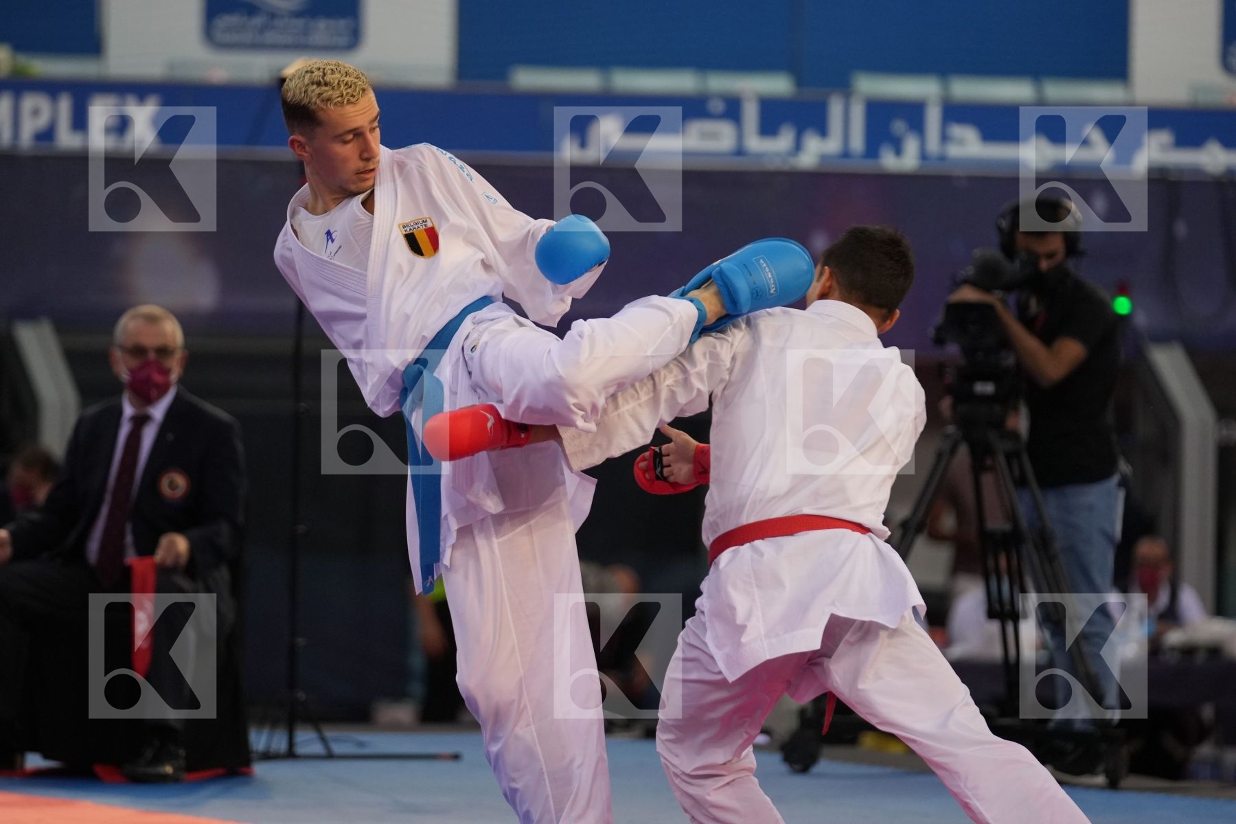AZHIKANOV NURKANAT (KAZAKHSTAN) vs MAHAUDEN QUENTIN (BELGIUM) in Male Kumite -75 Kg - bronze bout
