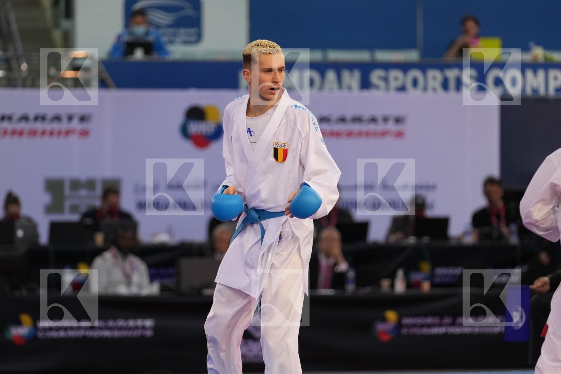 AZHIKANOV NURKANAT (KAZAKHSTAN) vs MAHAUDEN QUENTIN (BELGIUM) in Male Kumite -75 Kg - bronze bout