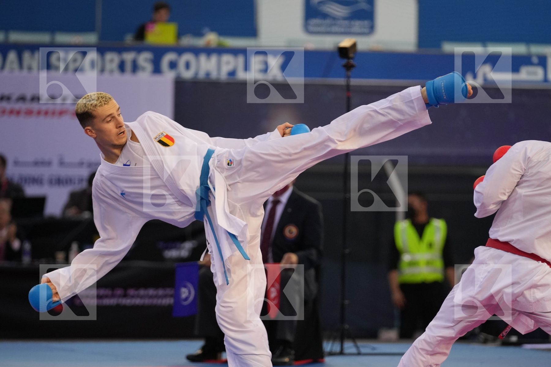 AZHIKANOV NURKANAT (KAZAKHSTAN) vs MAHAUDEN QUENTIN (BELGIUM) in Male Kumite -75 Kg - bronze bout