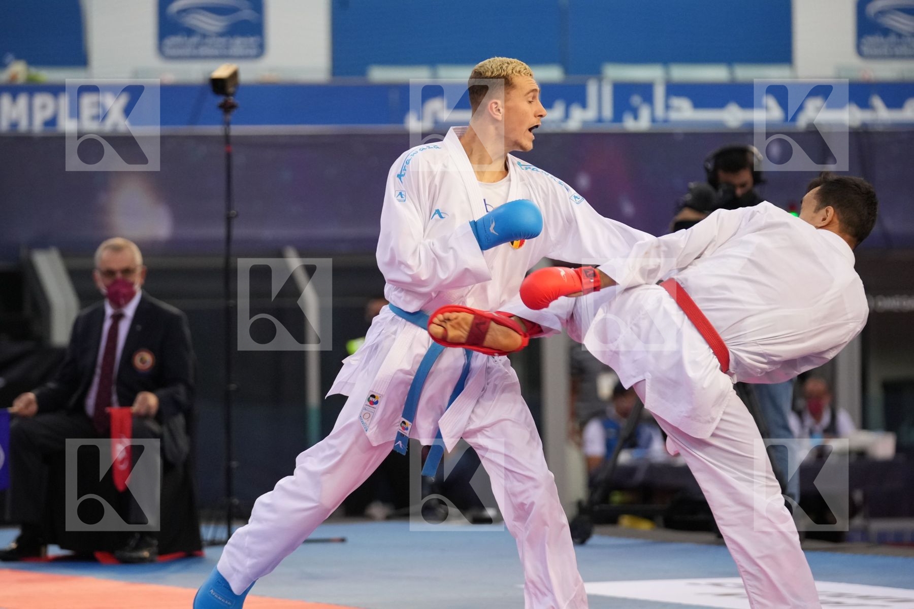 AZHIKANOV NURKANAT (KAZAKHSTAN) vs MAHAUDEN QUENTIN (BELGIUM) in Male Kumite -75 Kg - bronze bout