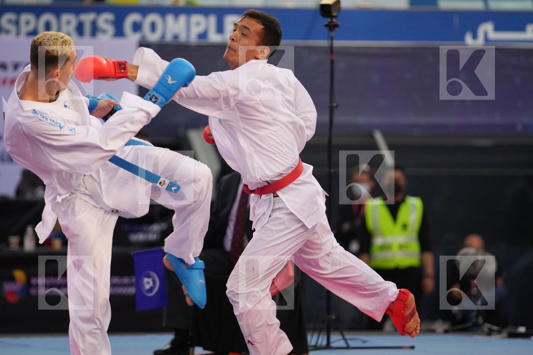 AZHIKANOV NURKANAT (KAZAKHSTAN) vs MAHAUDEN QUENTIN (BELGIUM) in Male Kumite -75 Kg - bronze bout