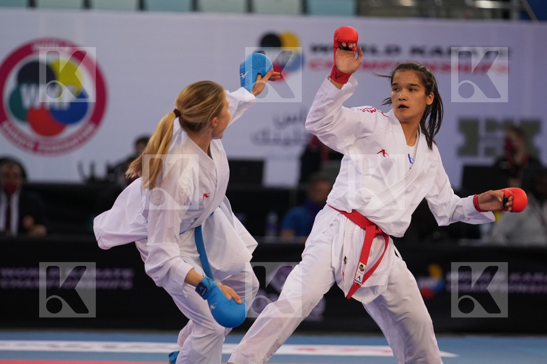 RAKHIMOVA SEVINCH (UZBEKISTAN) vs CHERNYSHEVA ANNA (RUSSIA) in Female Kumite -55 Kg - bronze bout