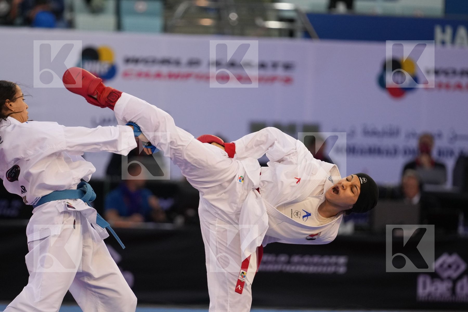 ELHAYTI CHAIMAE (MOROCCO) vs ELGEWILY YASMIN NASR (EGYPT) in Female Kumite -50 Kg - bronze bout