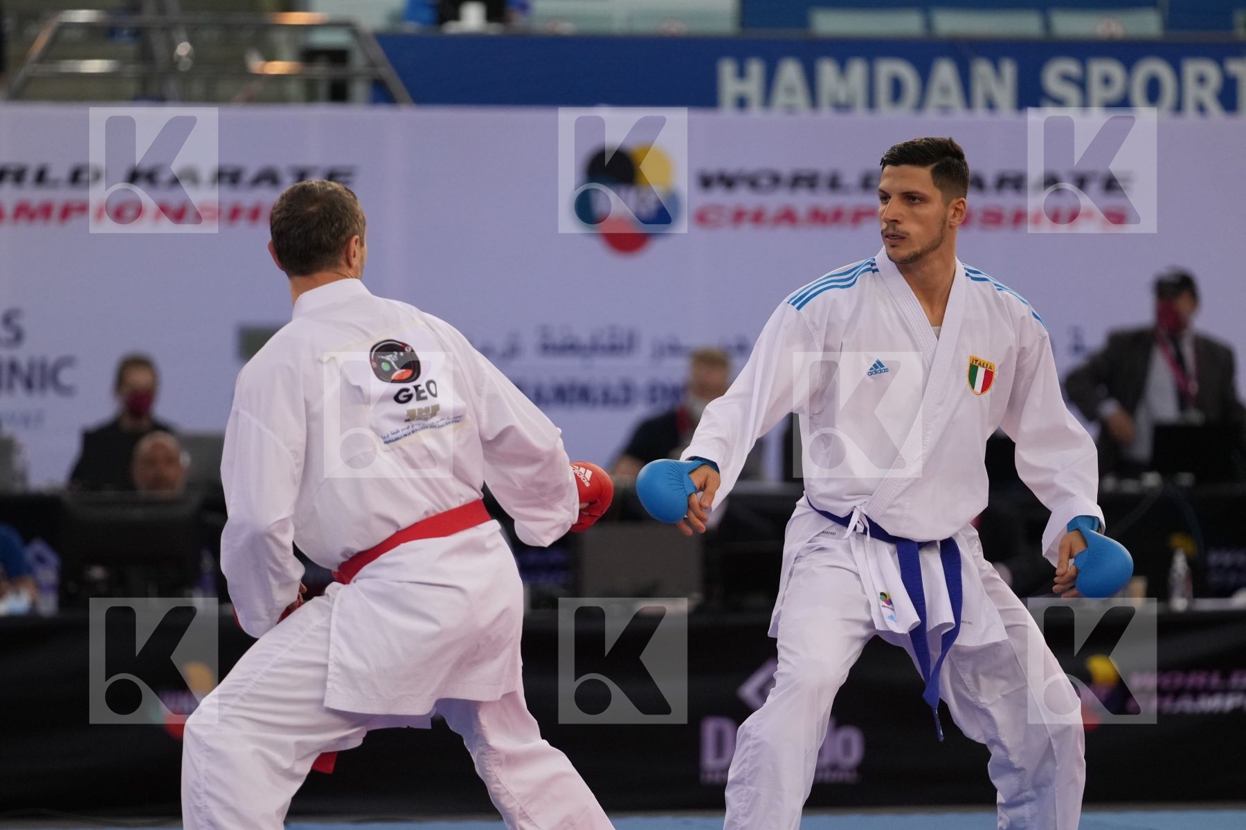ARKANIA GOGITA (GEORGIA) vs MARINO SIMONE (ITALY) in Male Kumite 84+ Kg - final bout