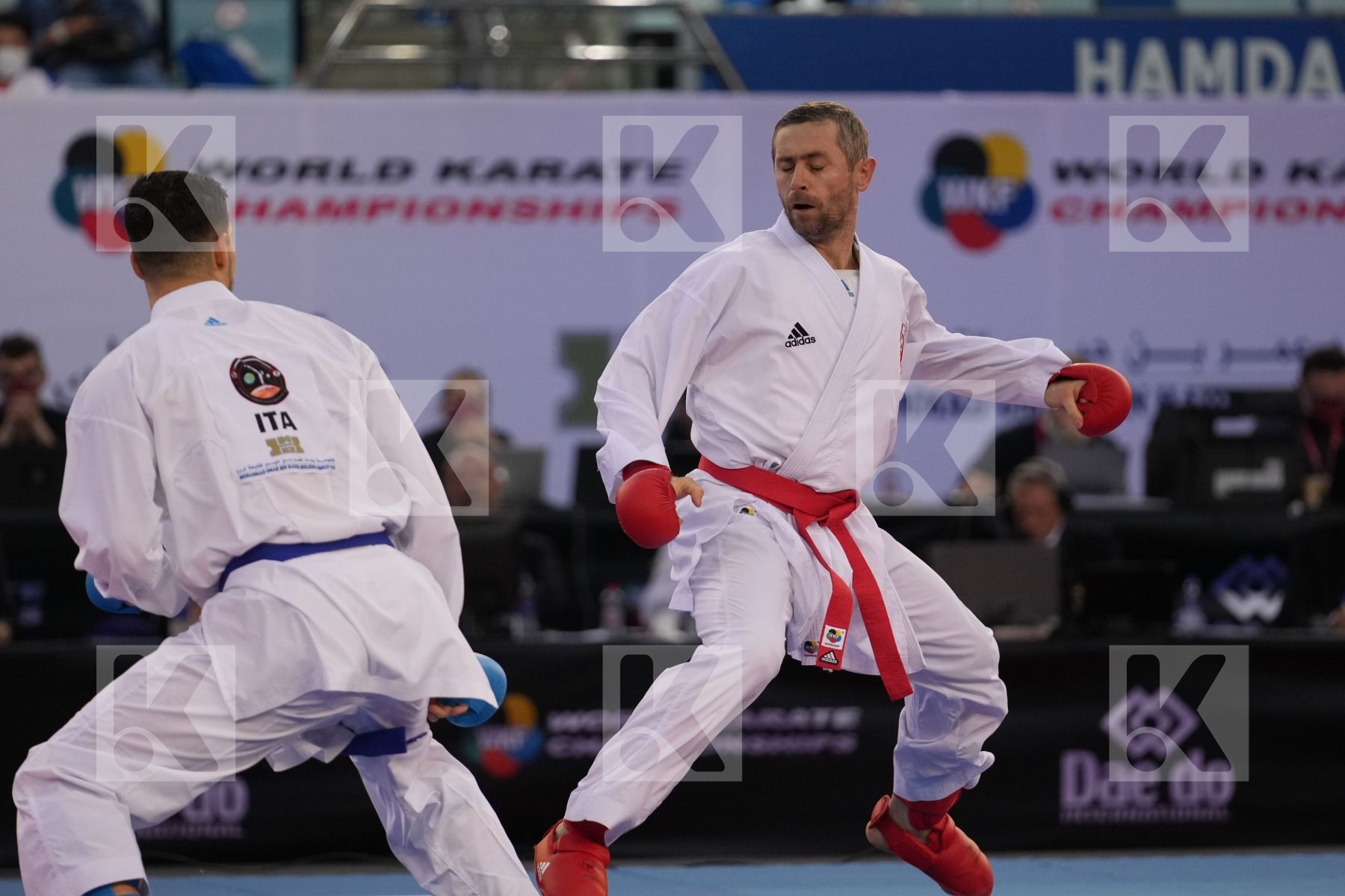 ARKANIA GOGITA (GEORGIA) vs MARINO SIMONE (ITALY) in Male Kumite 84+ Kg - final bout