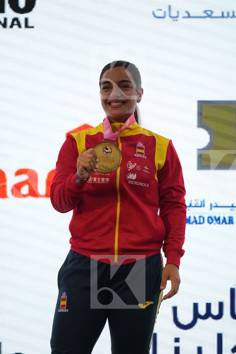 TORRES GARCIA MARIA (SPAIN), OKILA MENNA SHAABAN (EGYPT), BERULTSEVA SOFYA (KAZAKHSTAN), LESJAK LUCIJA (CROATIA) in Female Kumite 68+ Kg - podium ceremony
