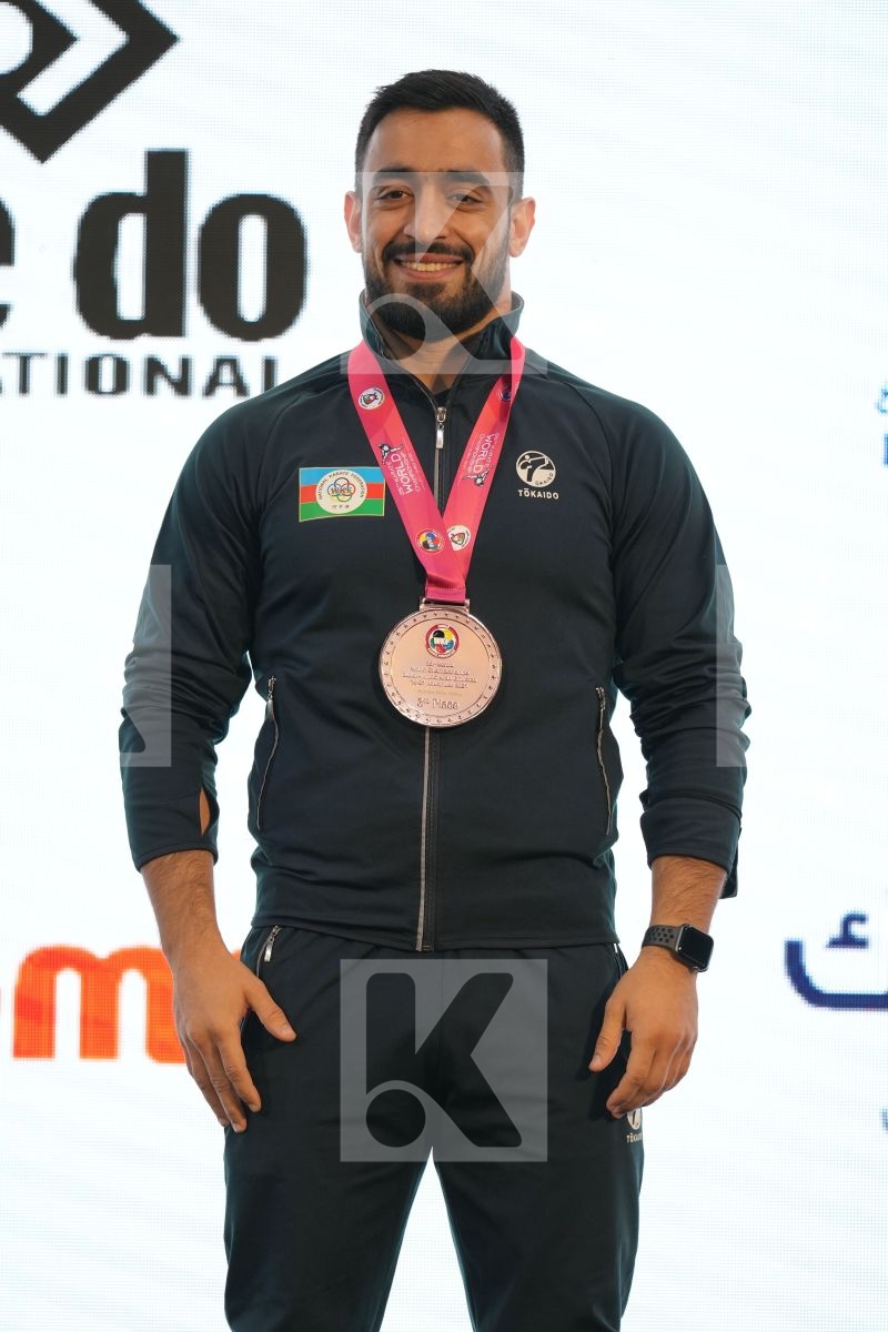 GURBANLI ASIMAN (AZERBAIJAN) in Male Kumite 84+ Kg - podium ceremony