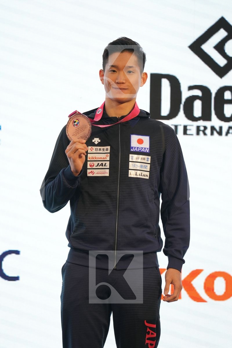 MORI YUTA (JAPAN) in Male Kumite -84 Kg - podium ceremony