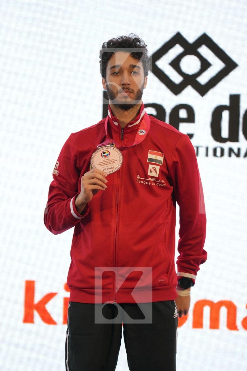 ELSAWY ALI (EGYPT) in Male Kumite -67 Kg - podium ceremony