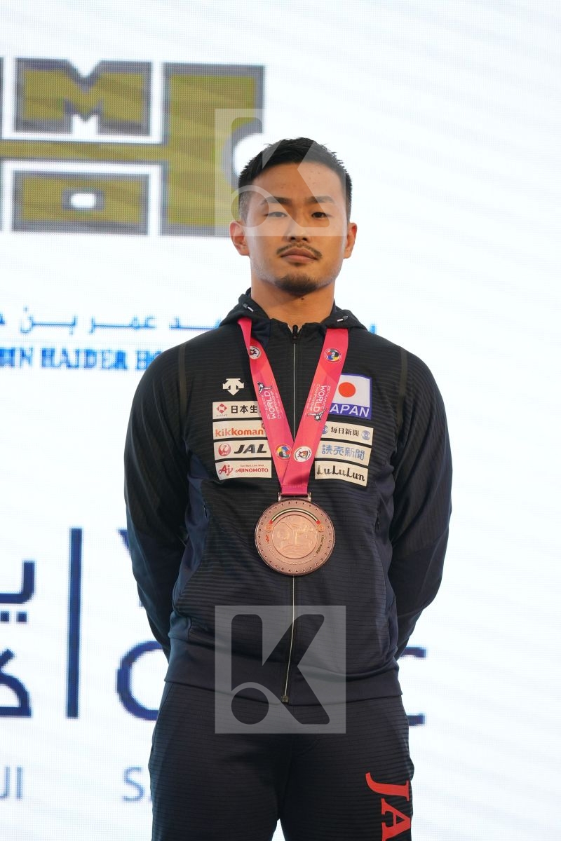 NAKANO SOICHIRO (JAPAN) in Male Kumite -67 Kg - podium ceremony