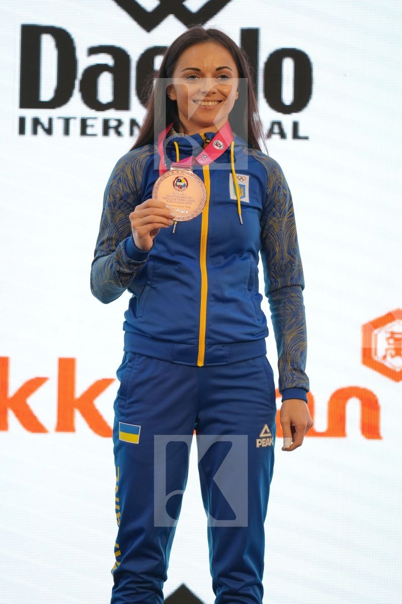 KRYVA KATERYNA (UKRAINE) in Female Kumite -50 Kg - podium ceremony