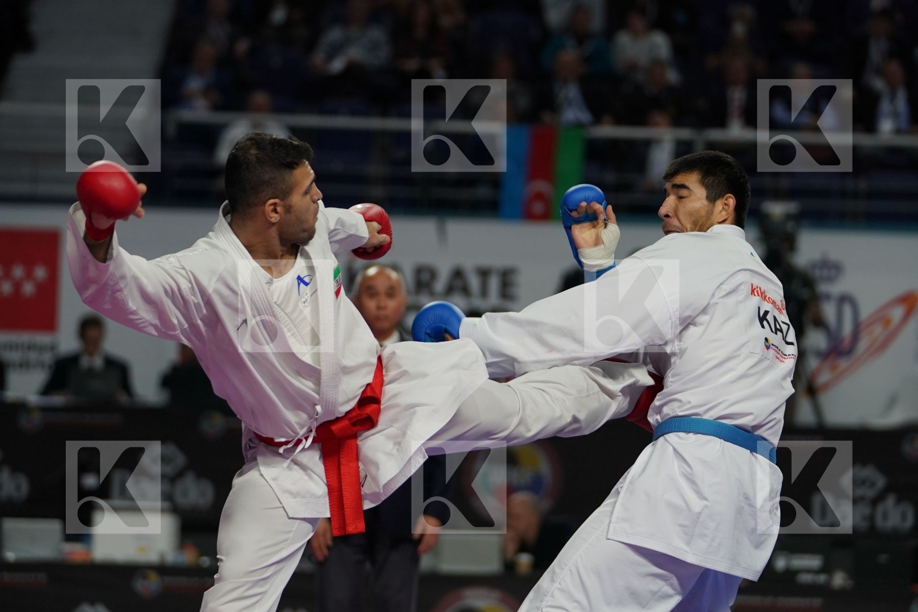 ZABIOLLAH POORSHAB (ISLAMIC REPUBLIC OF IRAN) vs DANIYAR YULDASHEV (KAZAKHSTAN) in Senior Kumite Ð 84 Kg - Bronze bout
