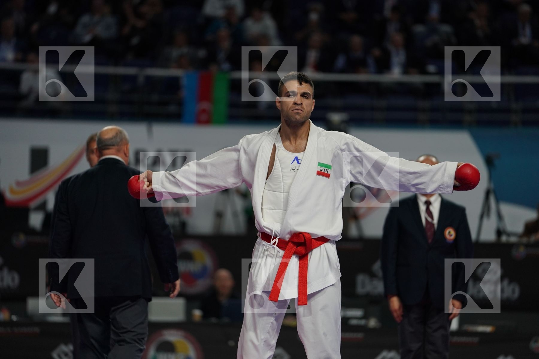 ZABIOLLAH POORSHAB (ISLAMIC REPUBLIC OF IRAN) vs DANIYAR YULDASHEV (KAZAKHSTAN) in Senior Kumite Ð 84 Kg - Bronze bout